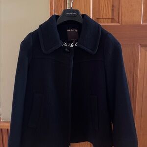 Ochirly Women's Black Pea Coat. 68%wool